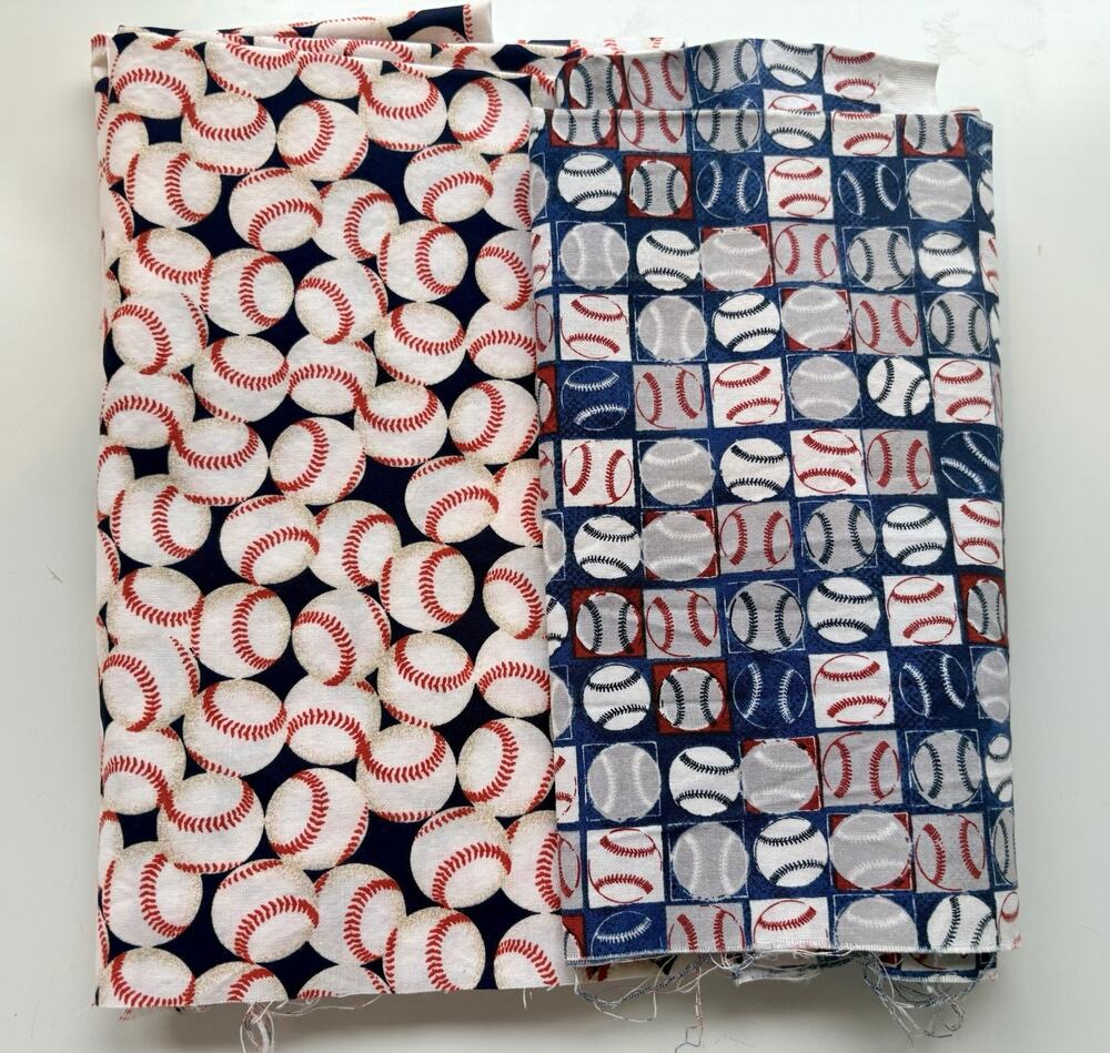 Baseball Theme Fabric Lot Cotton Woven Crafts Yardage Americana Quilting Fat